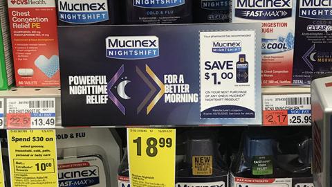 Mucinex Nightshift 'Save $1' CVS Shelf Sign