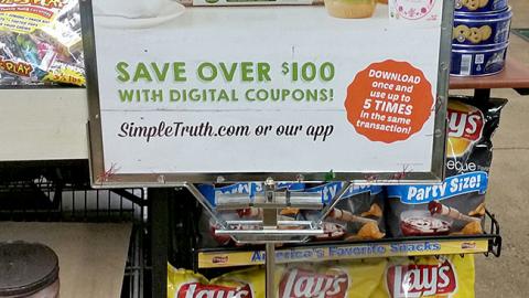 Simple Truth 'Save Over $100' Stanchion Sign