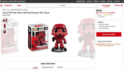 Target Funko Pop 'Red Stormtrooper' E-Commerce Page