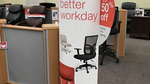 Staples 'Better Chair = Better Workplace' Standee