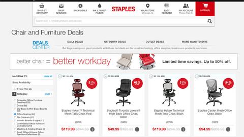 Staples 'Better Chair = Better Workplace' E-Commerce Page