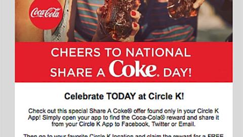 Circle K Coke 'Share a Coke Day' Email Ad