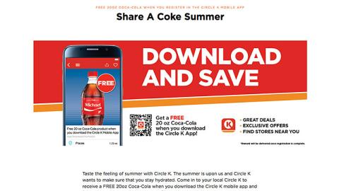 Circle K Coke 'Download and Save' Web Page