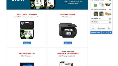 Office Depot HP 'Buy 1 Get 1' Web Page 