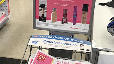 Walgreens 'Cosmetics' Circular Rack Sign