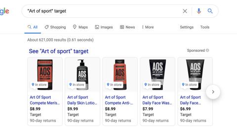 Art of Sport Target Google Sponsored Search