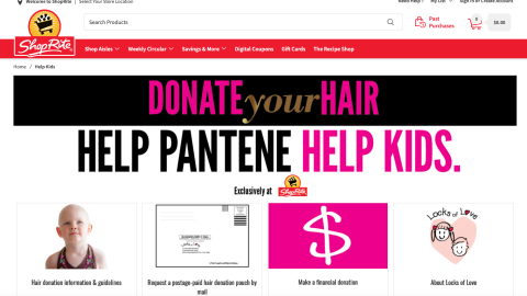 ShopRite Pantene 'Donate Your Hair' Page