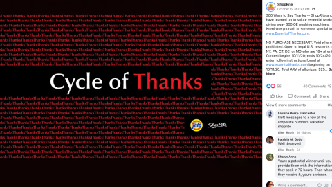 ShopRite Tide 'Cycle of Thanks' Facebook Update