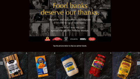 ShopRite 'Food Banks Deserve Our Thanks' Page
