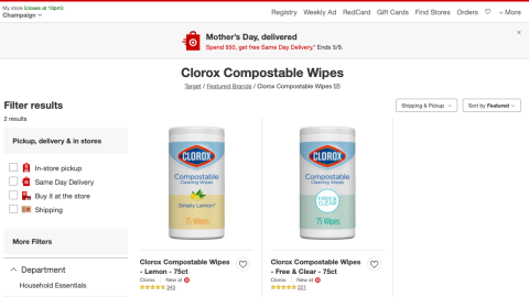 Target Clorox Compostable Wipes Page