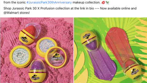 Profusion Cosmetics Walmart Jurassic Park Facebook Update
