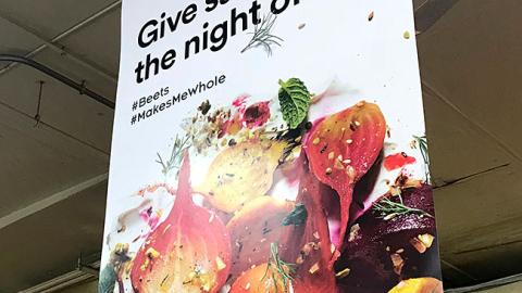 Whole Foods 'Give Salad the Night Off' Ceiling Sign