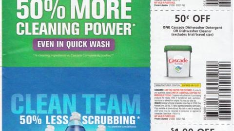 Cascade '50% More Cleaning Power' FSI