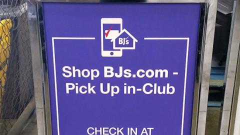 BJ's 'Shop BJ's - Pick up In-Club' Stanchion Sign