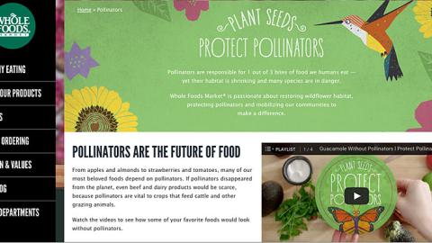 Whole Foods 'Protect Pollinators' Landing Page