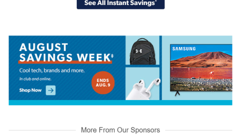 Sam's Club 'August Savings Week' Email Ad