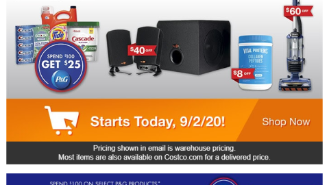 Costco P&G 'Spend $100' Email 