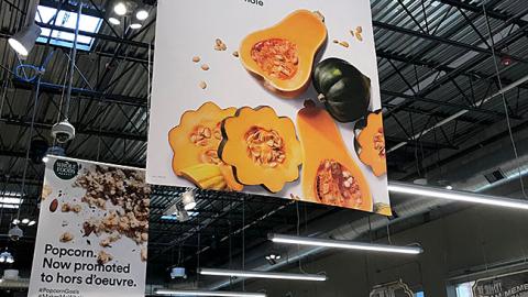 Whole Foods 'Let's Fall Hard' Ceiling Sign