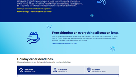 Best Buy 'Free Next-Day Delivery' Web Page