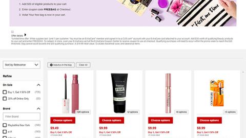 CVS '8-Piece Beauty Bag' E-Commerce Page