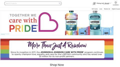 Kroger J&J 'More Than Just a Rainbow' E-Commerce Page