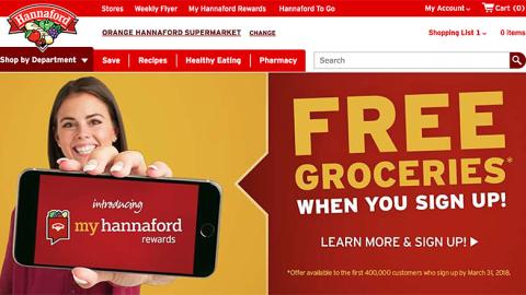 Hannaford 'Free Groceries' Leaderboard Ad