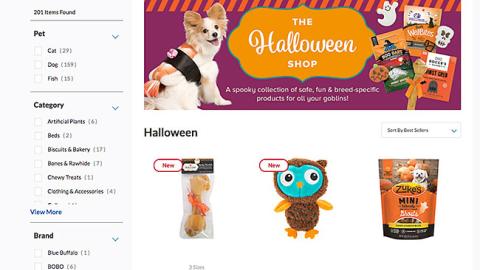 PetSmart 'The Halloween Shop' E-Commerce Page