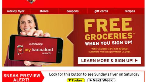 Hannaford 'Free Groceries' Email Ad