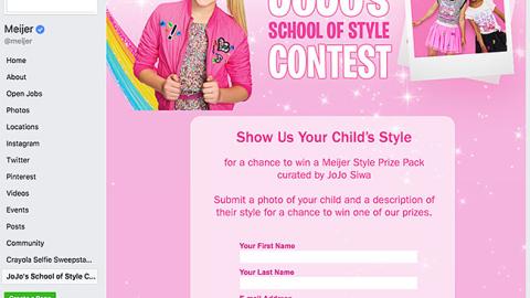 Meijer Nickelodeon 'JoJo's School of Style' Facebook Page