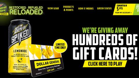 Mountain Dew Dollar General 'Click Here to Play' Web Page