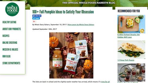 Whole Foods '100+ Fall Pumpkin Ideas' Blog Post