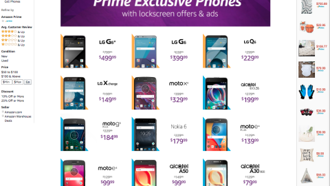 Amazon 'Prime Exclusive Phones' Page