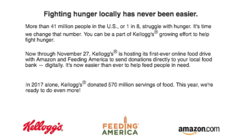Kellogg's Family Rewards Feeding America Email