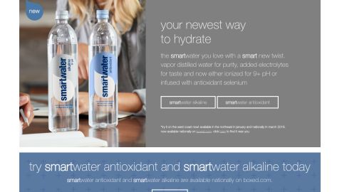 Smartwater 'Newest Way to Hydrate' Web Page 