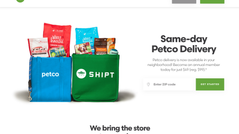 Shipt Petco Landing Page