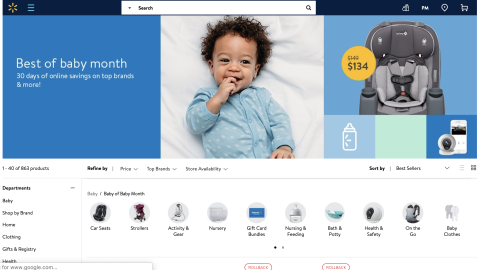 Walmart 'Best of Baby Month' Web Page