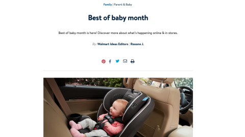 Walmart 'Best of Baby Month' Informational Web Page