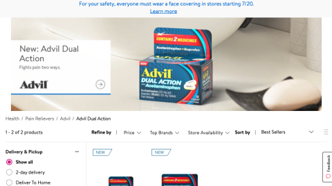 Walmart Advil 'Dual Action' E-Commerce Shop