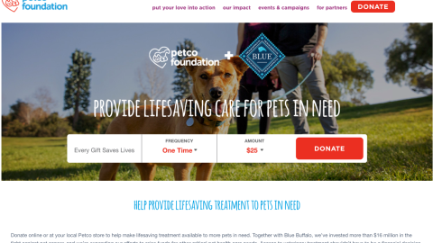 Petco Foundation Blue Buffalo 'Lifesaving Care' Donation Page