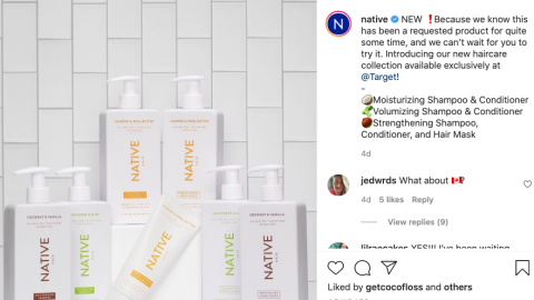 Native Target 'Haircare Collection' Instagram Update