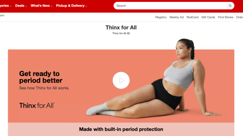 Target Thinx For All Promotional Page