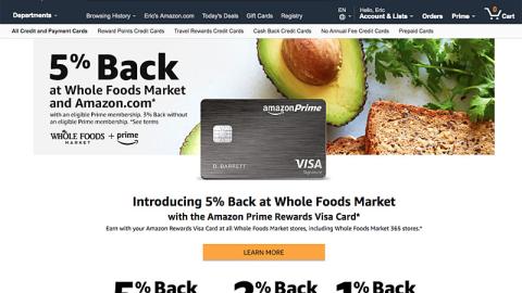 Amazon '5% Back at Whole Foods Market' Landing Page