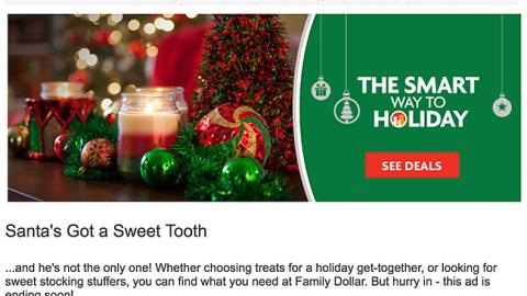 Family Dollar 'The Smart Way to Holiday' Email Ad