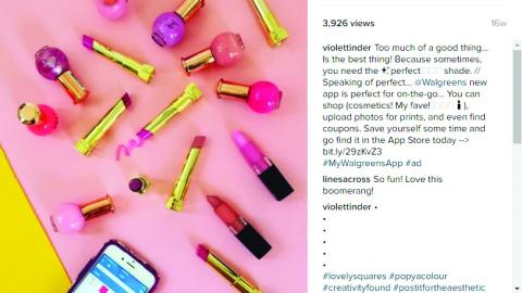 Violet Tinder Walgreens 'Too Much of a Good Thing' Instagram Update
