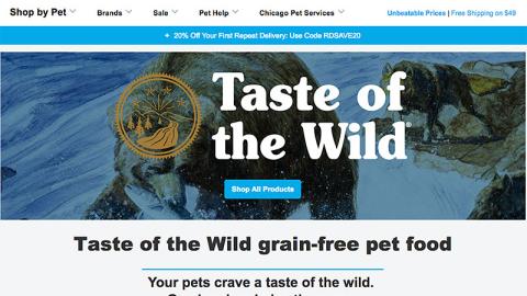 Petco Taste of the Wild E-Commerce Page