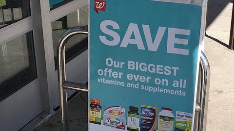 Walgreens 'Vitamins and Supplements' A-Board