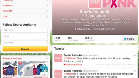 Sports Authority 'Sport Your Pink' Twitter Page